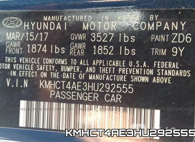 KMHCT4AE3HU292555 фото 10