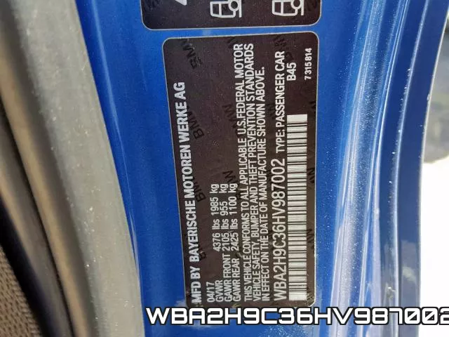 WBA2H9C36HV987002 фото 2