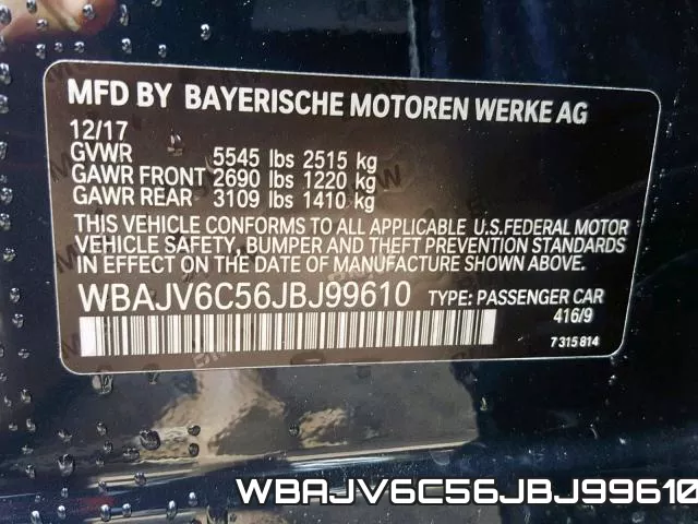 WBAJV6C56JBJ99610 фото 2
