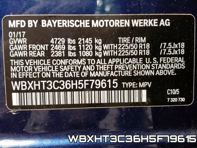 WBXHT3C36H5F79615 фото 2