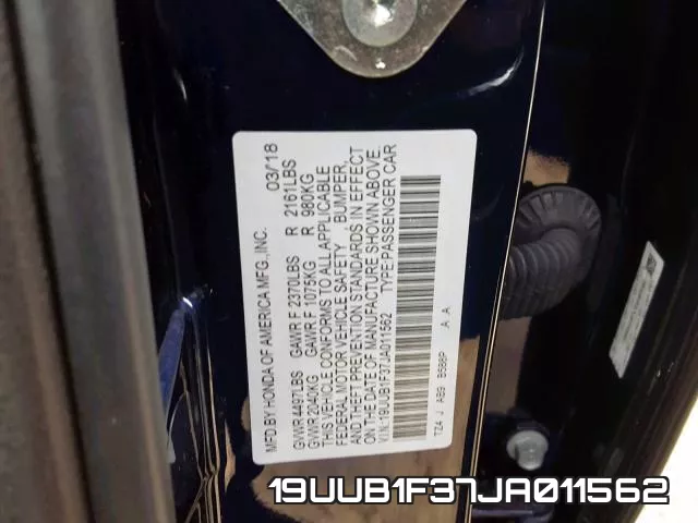 19UUB1F37JA011562 фото 2