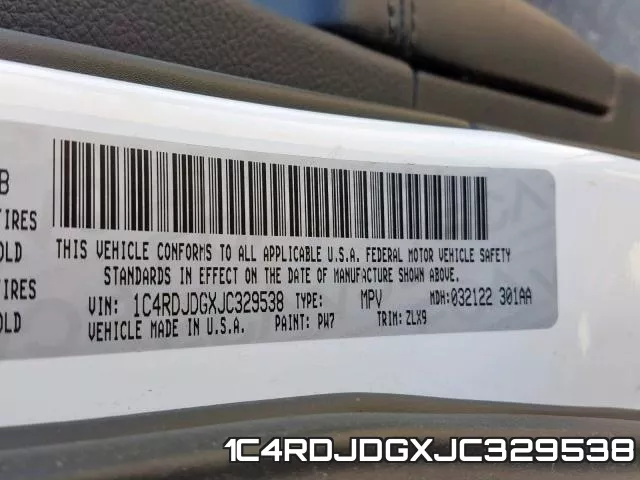 1C4RDJDGXJC329538 фото 2