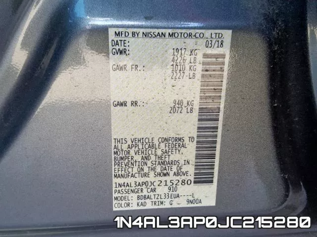 1N4AL3AP0JC215280 фото 2
