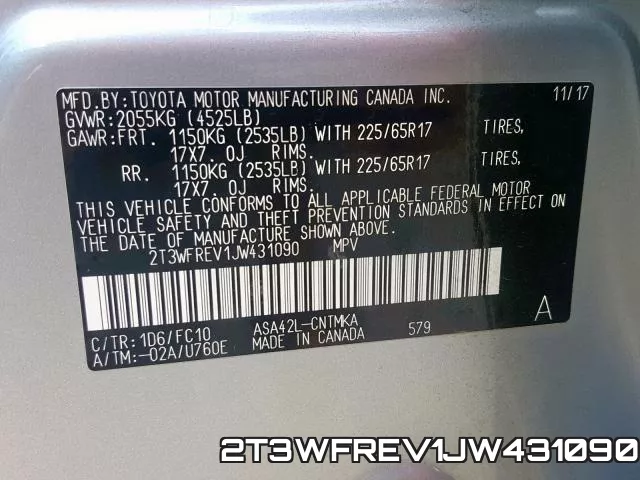 2T3WFREV1JW431090 фото 2