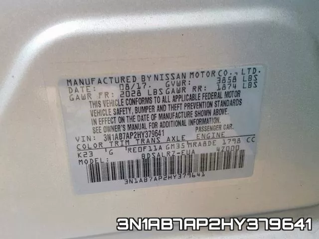 3N1AB7AP2HY379641 фото 2