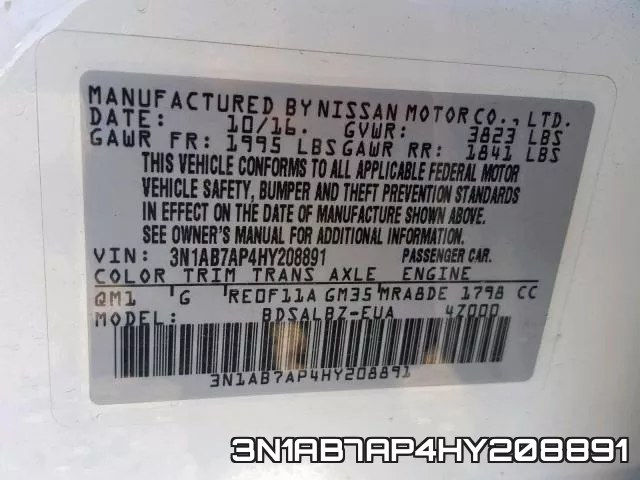 3N1AB7AP4HY208891 фото 2