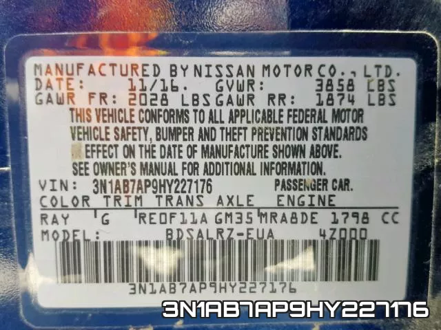 3N1AB7AP9HY227176 фото 2