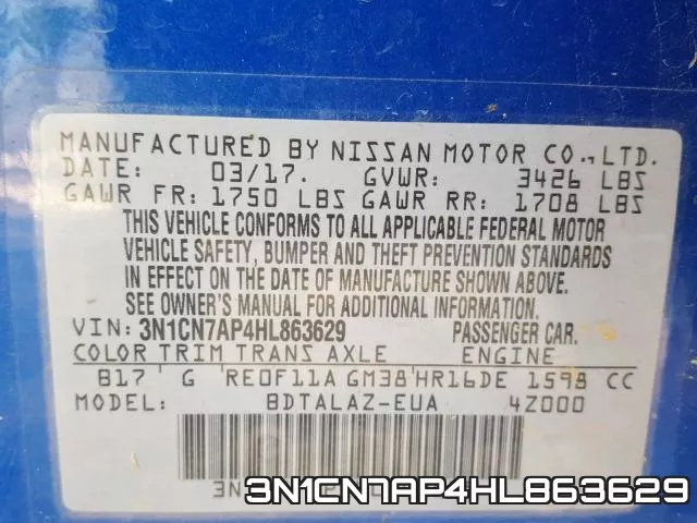 3N1CN7AP4HL863629 фото 2