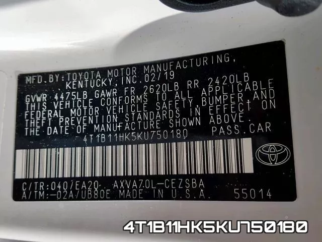 4T1B11HK5KU750180 фото 2