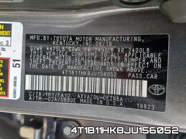 4T1B11HK8JU156052 фото 2