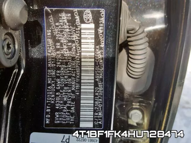 4T1BF1FK4HU728474 фото 2
