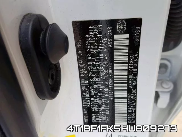 4T1BF1FK5HU809273 фото 2