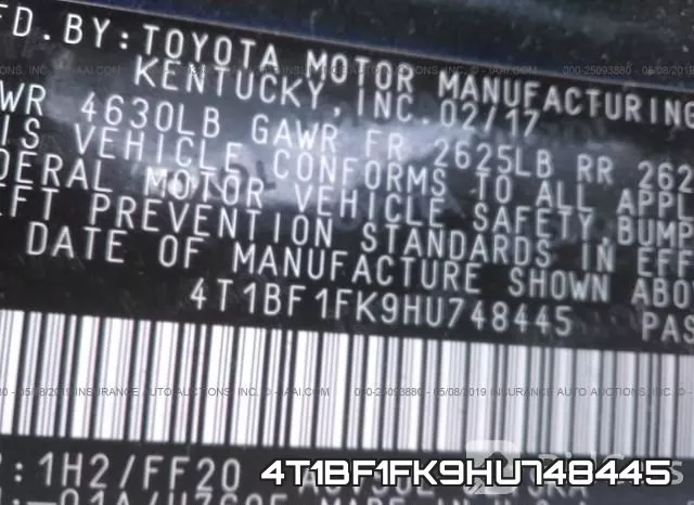 4T1BF1FK9HU748445 фото 10