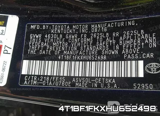4T1BF1FKXHU652498 фото 10