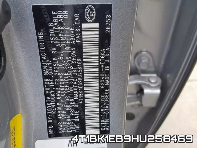 4T1BK1EB9HU258469 фото 2