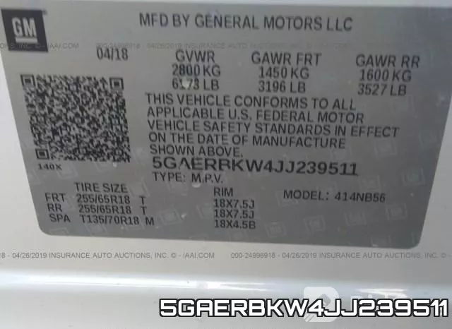 5GAERBKW4JJ239511 фото 10