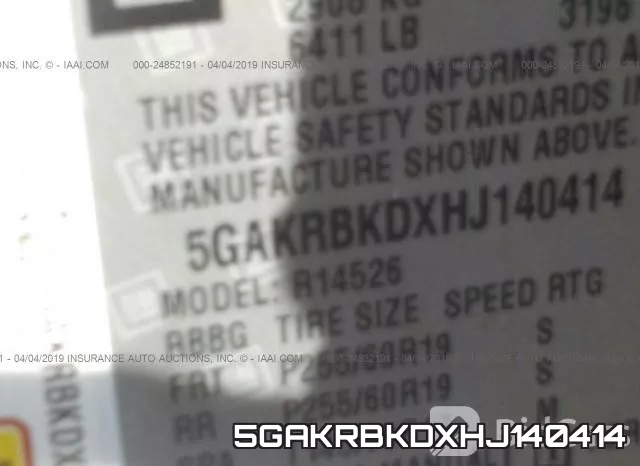 5GAKRBKDXHJ140414 фото 10