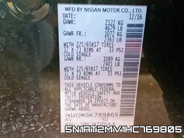 5N1AT2MV1HC769805 фото 2