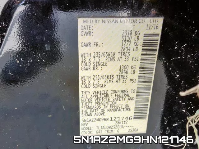 5N1AZ2MG9HN121746 фото 2