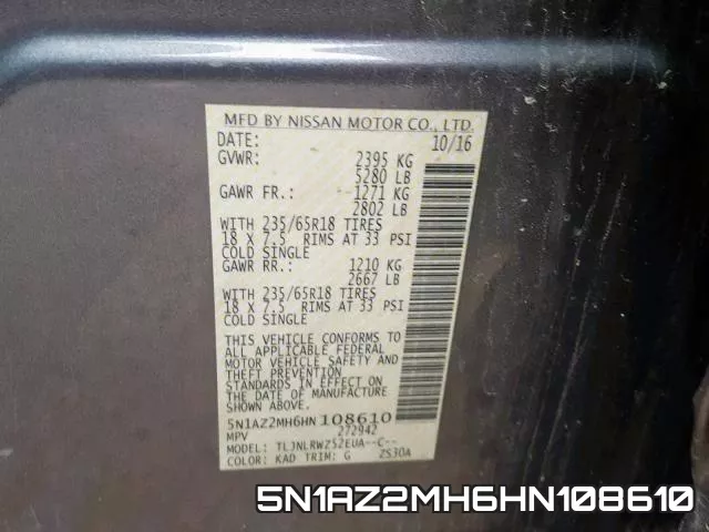 5N1AZ2MH6HN108610 фото 2