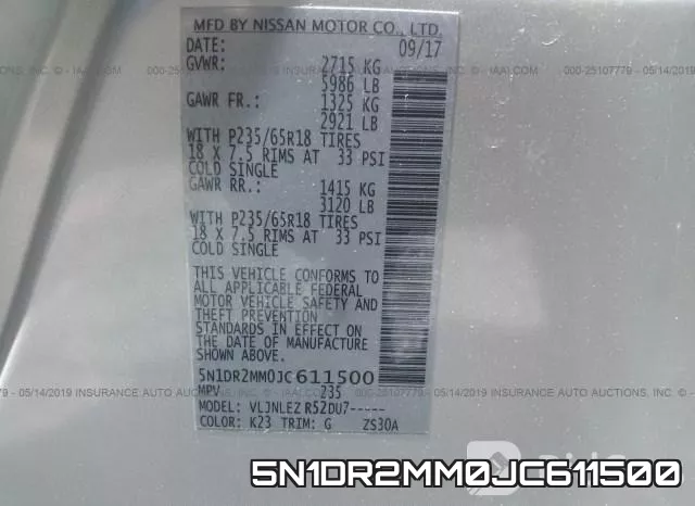 5N1DR2MM0JC611500 фото 10