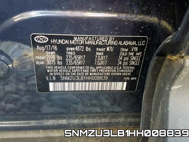 5NMZU3LB1HH008839 фото 2