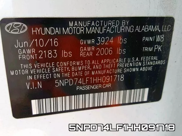5NPD74LF1HH091718 фото 2