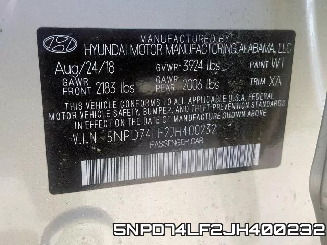 5NPD74LF2JH400232 фото 2