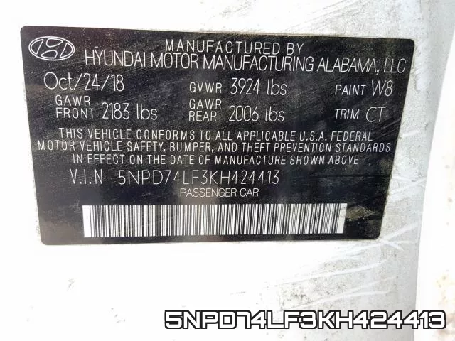 5NPD74LF3KH424413 фото 2