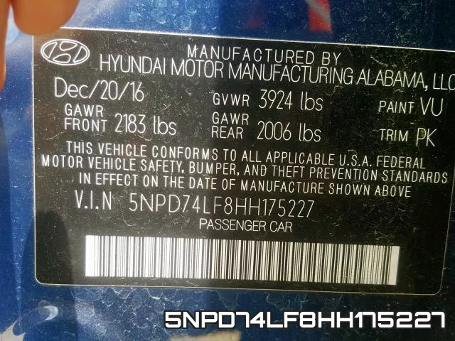 5NPD74LF8HH175227 фото 2