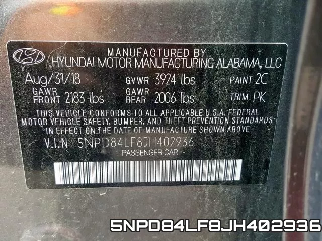 5NPD84LF8JH402936 фото 2