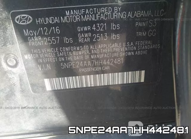 5NPE24AA7HH442481 фото 10
