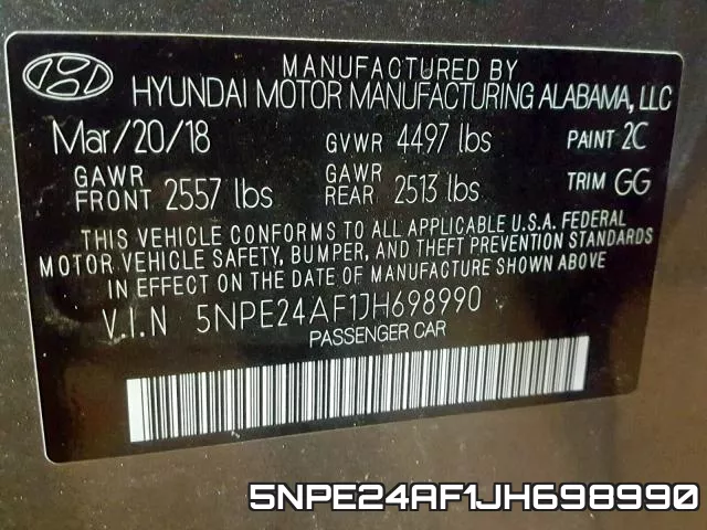 5NPE24AF1JH698990 фото 2