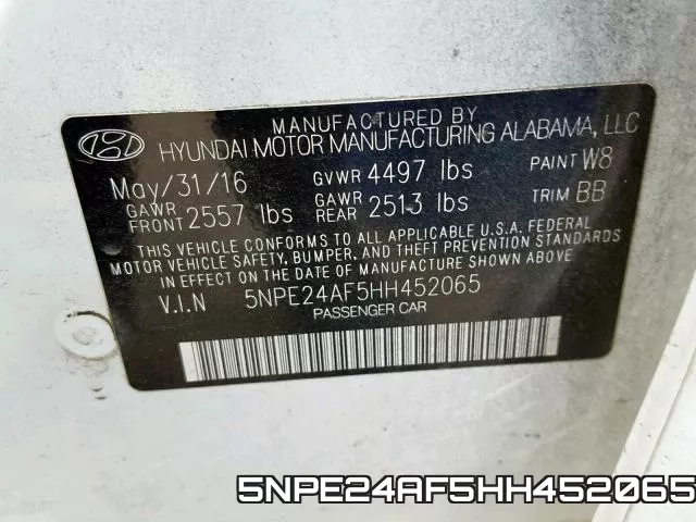 5NPE24AF5HH452065 фото 2