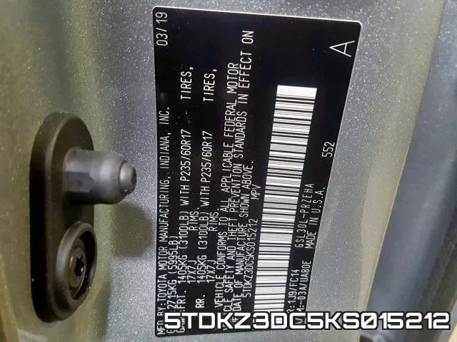 5TDKZ3DC5KS015212 фото 2