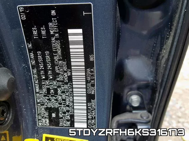 5TDYZRFH6KS316173 фото 2