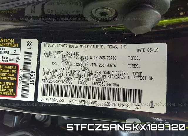 5TFCZ5AN5KX189720 фото 10