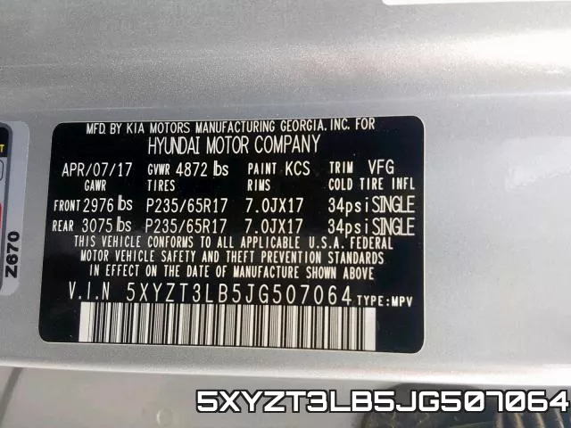 5XYZT3LB5JG507064 фото 2