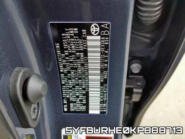 5YFBURHE0KP888713 фото 2