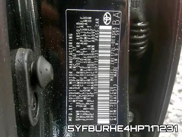 5YFBURHE4HP717231 фото 2