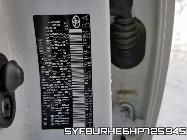 5YFBURHE6HP725945 фото 2
