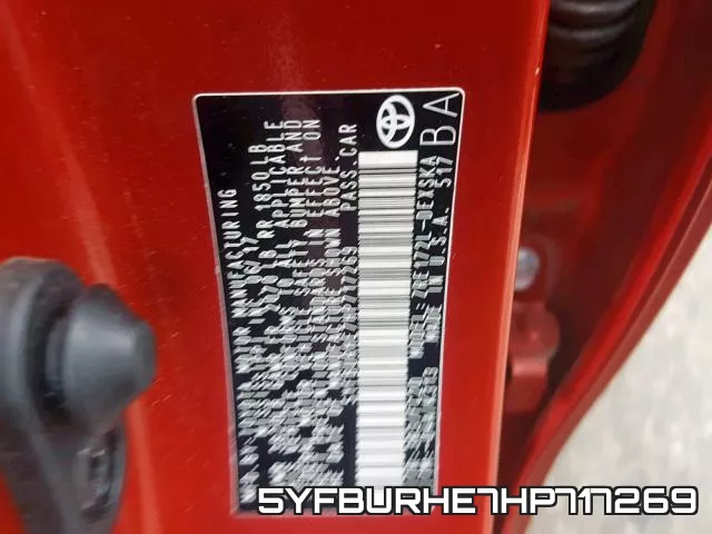 5YFBURHE7HP717269 фото 2