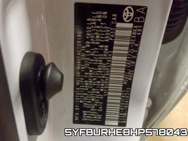 5YFBURHE8HP578043 фото 2