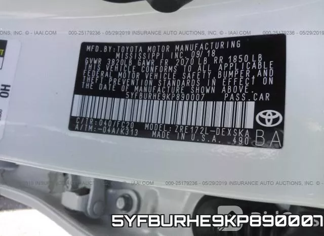 5YFBURHE9KP890007 фото 9