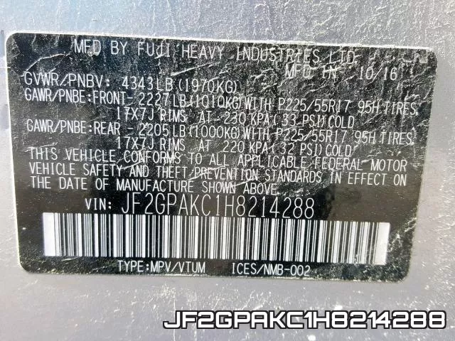 JF2GPAKC1H8214288 фото 2