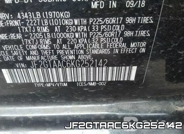 JF2GTAAC6KG252142 фото 10