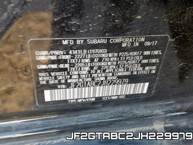 JF2GTABC2JH229979 фото 2