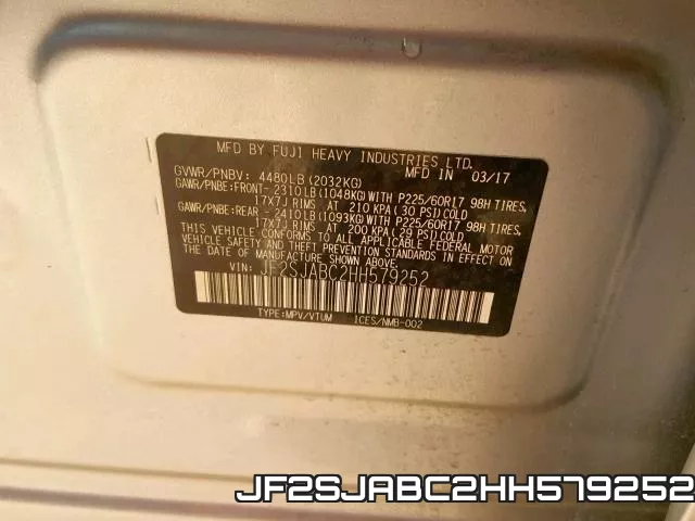 JF2SJABC2HH579252 фото 2