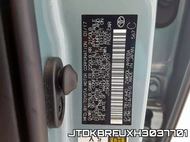 JTDKBRFUXH3037701 фото 2