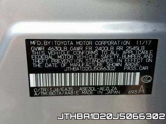 JTHBA1D20J5066302 фото 2